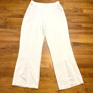 Dress the Population Women’s XXL White Textured Slit Trousers Pants Chic Classic